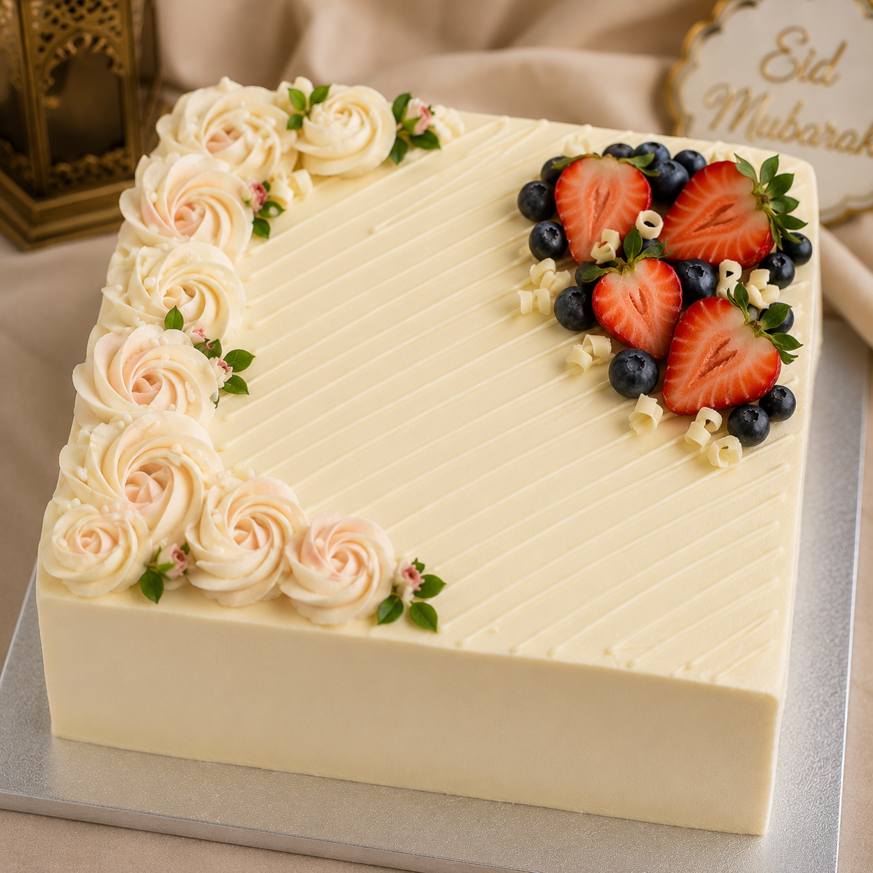 Blush Rose & Berry Cake (12" Square)