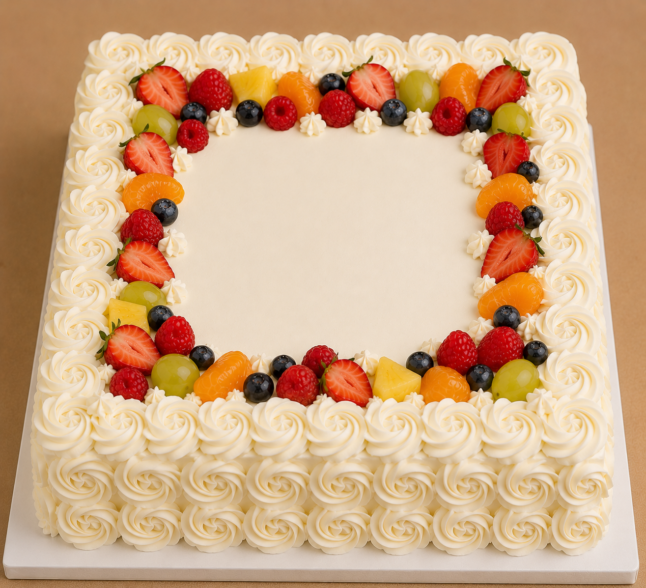 Vanilla Fresh Fruit Garden Cake (10" Square)