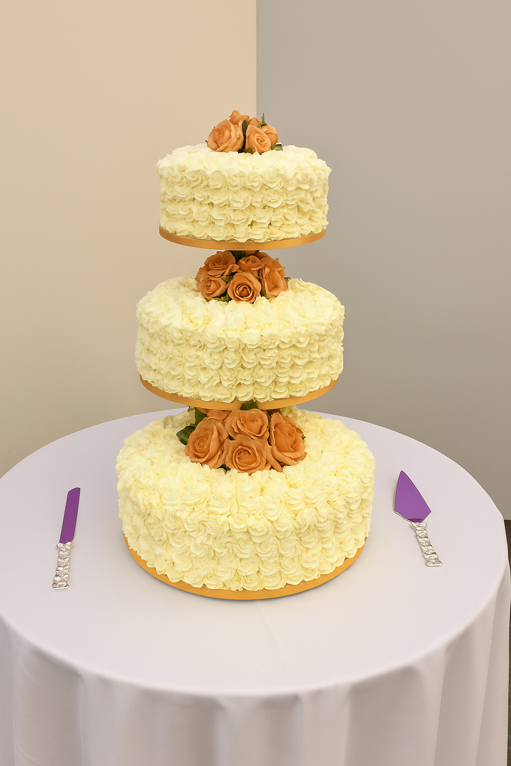 3 Tier Rose Step Stand Cake Code W84 – Bismillah Bakery