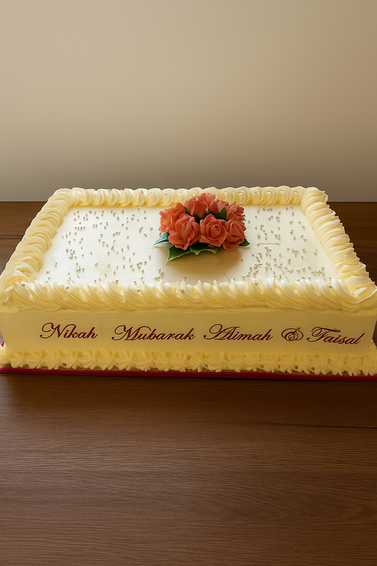 Single Tier Freshly Whipped Cream Rectangle Cake code W39