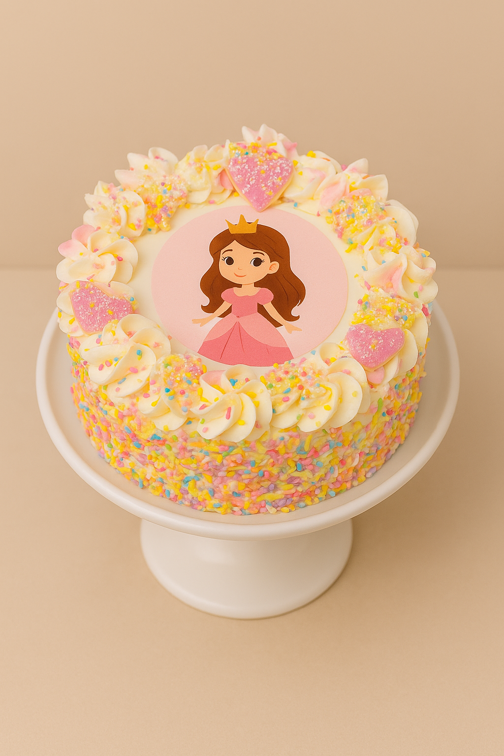 Princess Sprinkle Dream Cake – Fresh Cream Celebration Treat RND29
