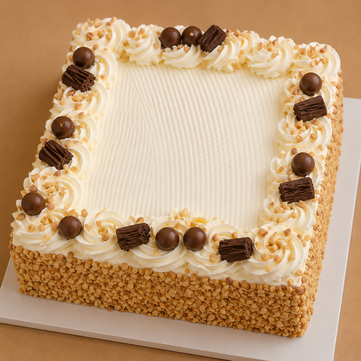 Vanilla Nutty Rose Cake (10" Square)
