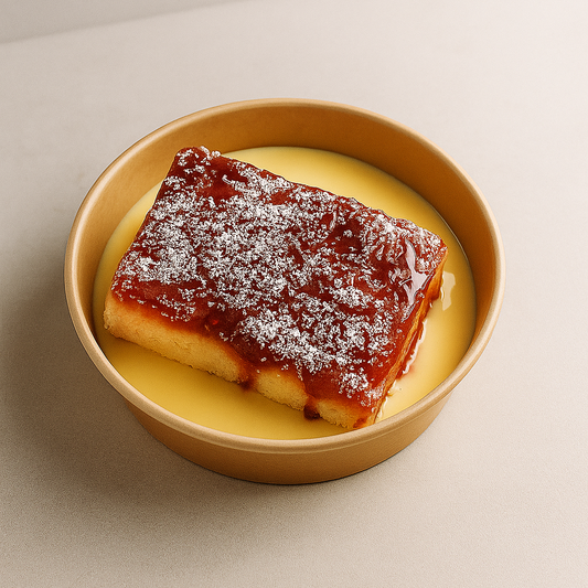 Vanilla Custard with Strawberry & Coconut Bake