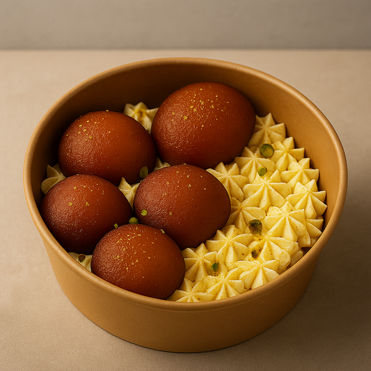 Gulab Jamun with Fresh Cream & Pistachio