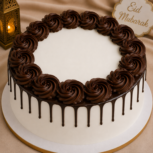 Chocolate Drip Rose Swirl Cake (12")