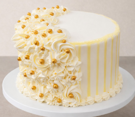 White & Yellow Celebration Cake RND52