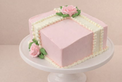 Elegant Square Vanilla Celebration Cake W53